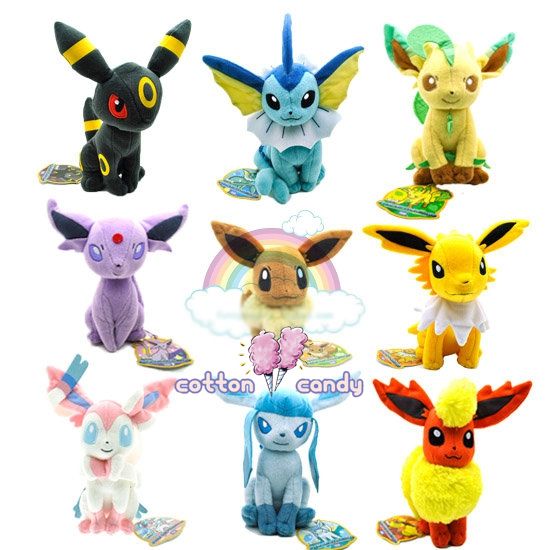 Pelúcias Eevee e Evoluções